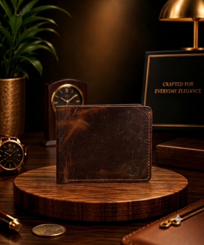 Vintage Distressed Brown Bifold Wallet for Men