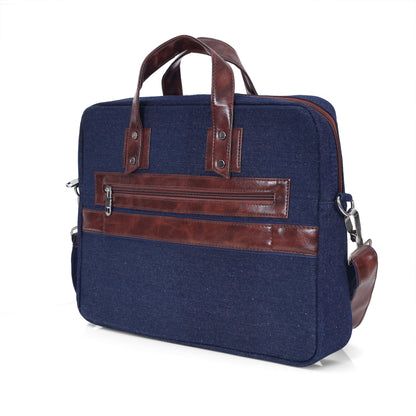 Heritage Denim & Leather Office Messenger Bag (Indigo Blue)