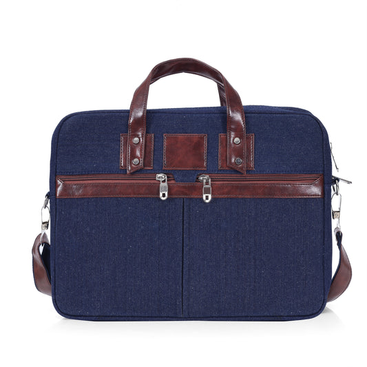 Heritage Denim & Leather Office Messenger Bag (Indigo Blue)
