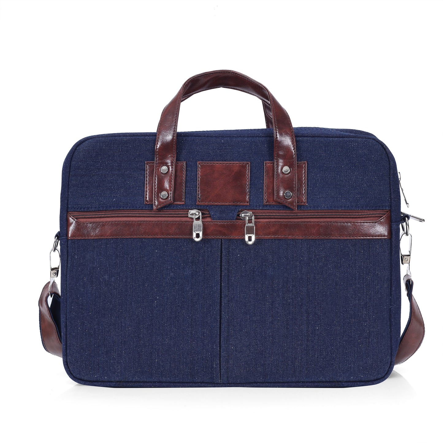 Heritage Denim & Leather Office Messenger Bag (Grey)