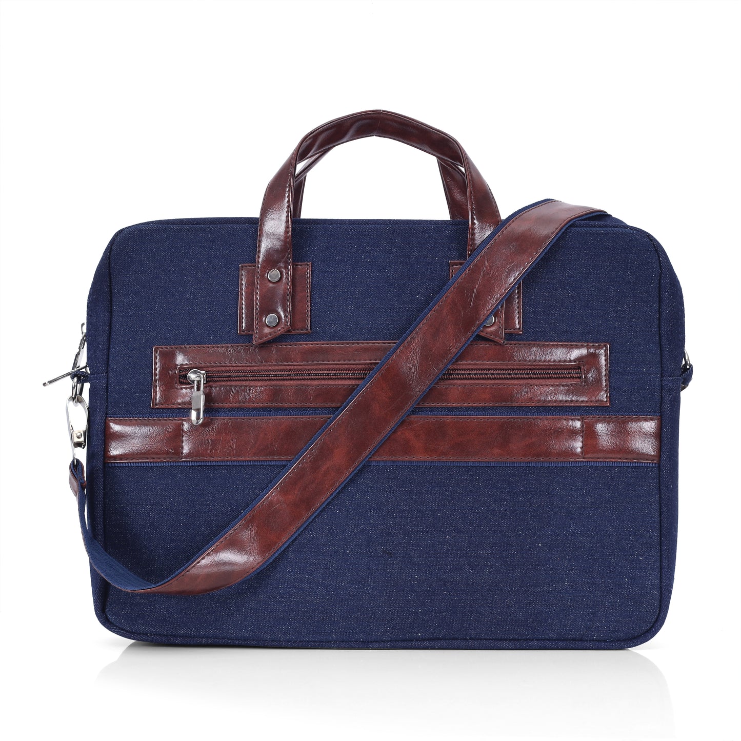 Heritage Denim & Leather Office Messenger Bag (Indigo Blue)