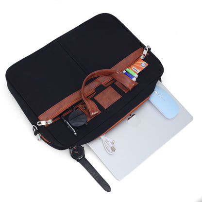 Heritage Denim & Leather Office Messenger Bag (Black)