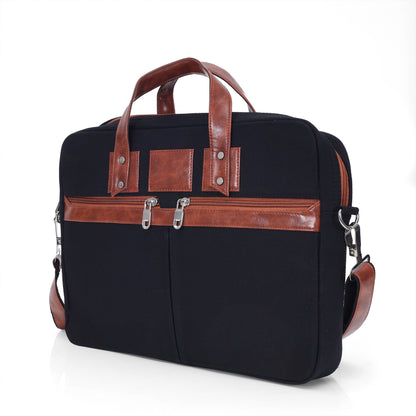 Heritage Denim & Leather Office Messenger Bag (Black)