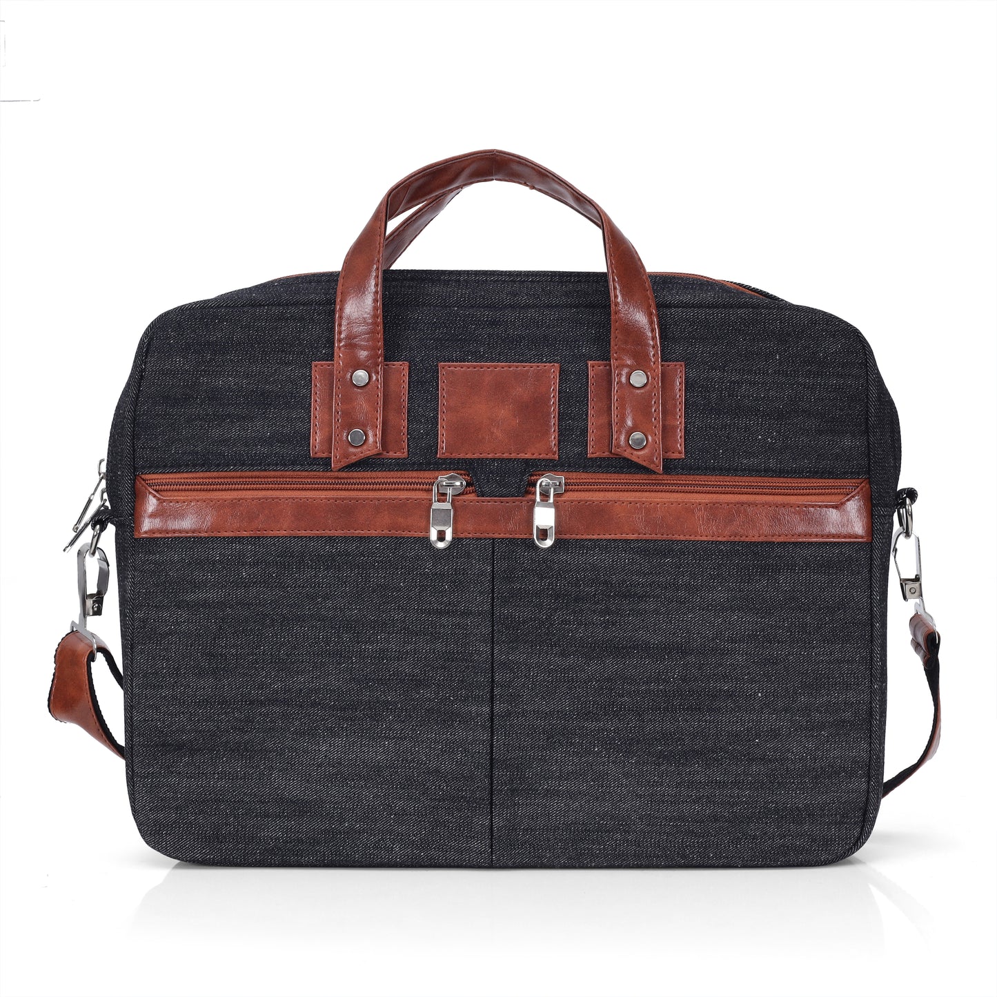 Heritage Denim & Leather Office Messenger Bag (Grey)