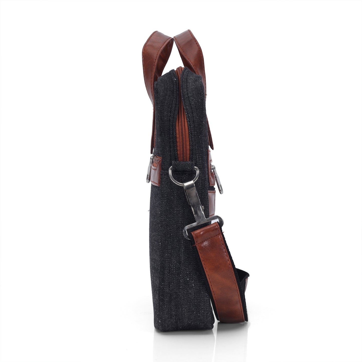 Heritage Denim & Leather Office Messenger Bag (Grey)
