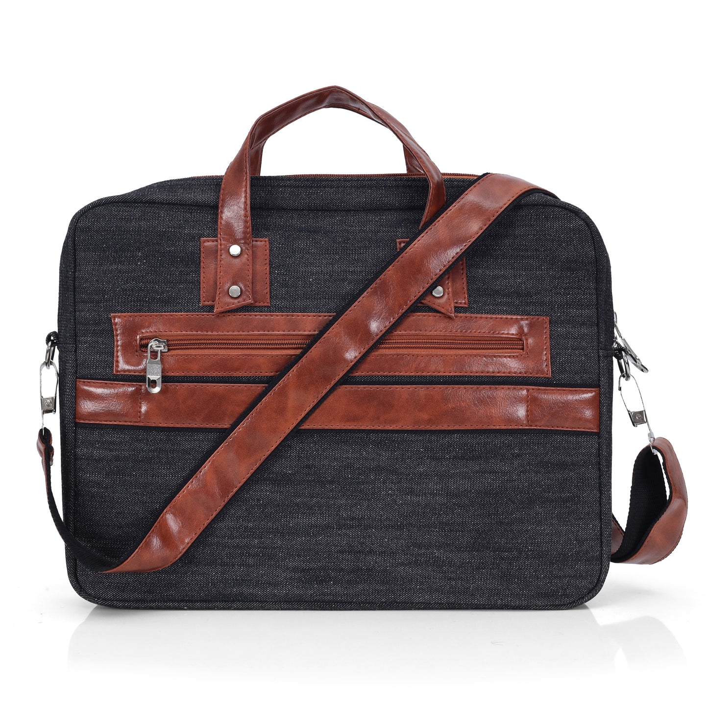 Heritage Denim & Leather Office Messenger Bag (Grey)