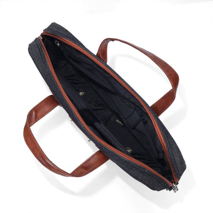 Heritage Denim & Leather Office Messenger Bag (Grey)