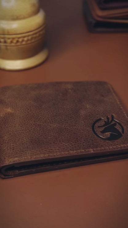 Vintage Distressed Brown Bifold Wallet for Men